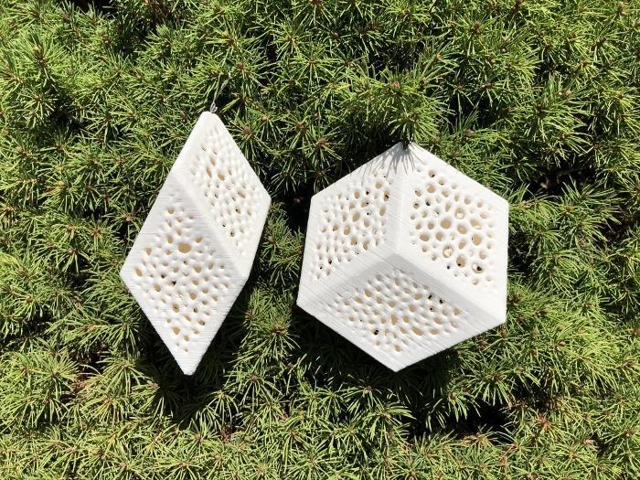 Golden Rhombohedra Ornaments