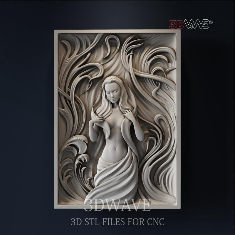 Woman Wall Sculpture 3d stl model for CNC