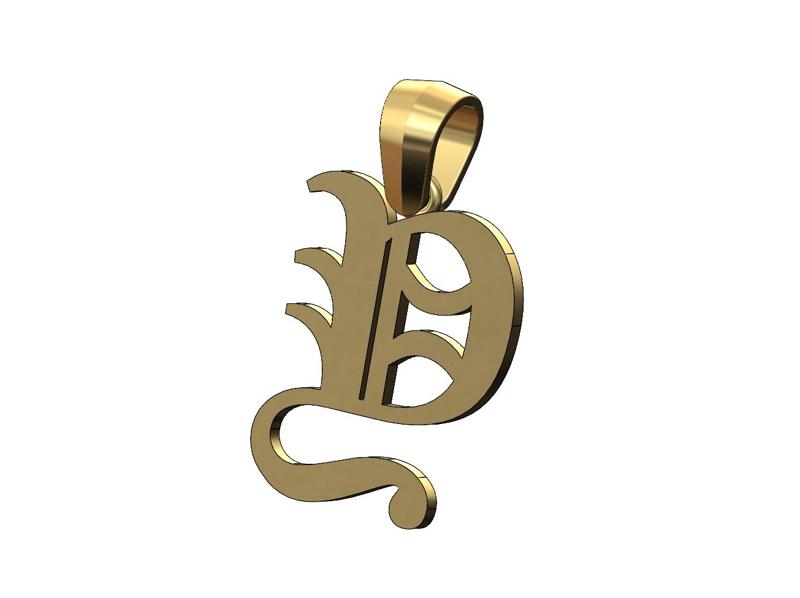 Y gothic old english initial pendant charm bail 3D print model