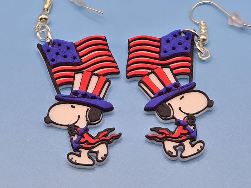 Snoopy Flag 4th of July Earrings