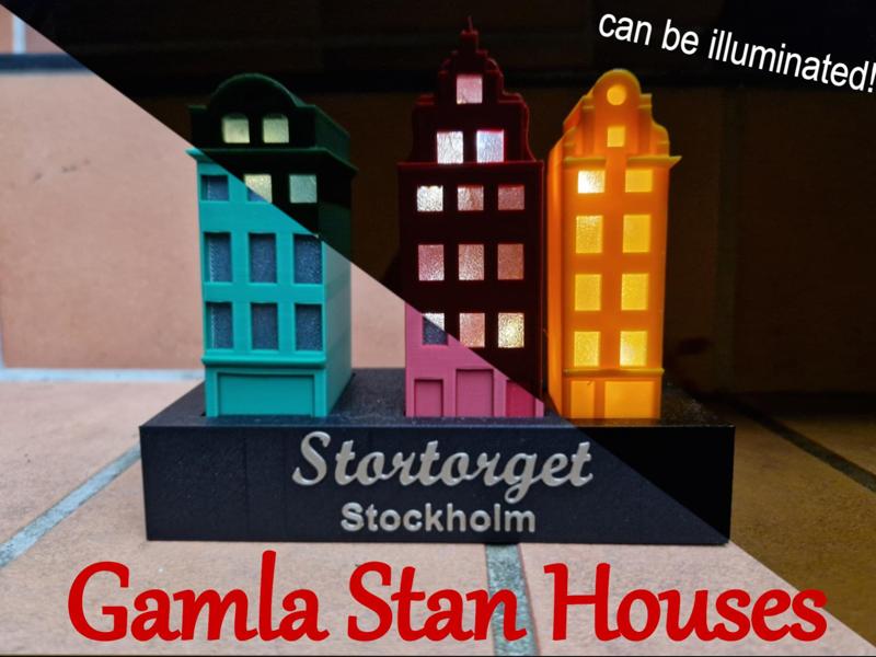 Illuminated Gamla Stan Houses at Stortorget, Stockholm