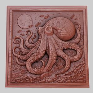 The octopus hides at the bottom of the sea 3d printer model animal model obj stl