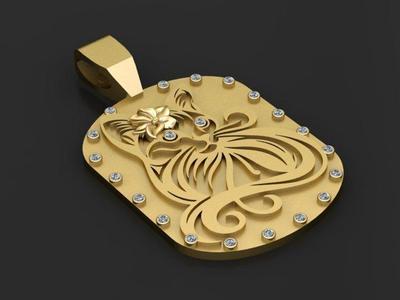 Floral Cat Pendant 3D printable model
