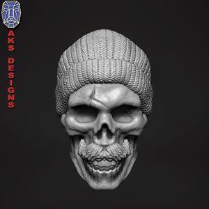 skull with cap version 2 bas relief for cnc