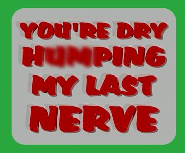 You're Dry H__mping my last Nerve Sign