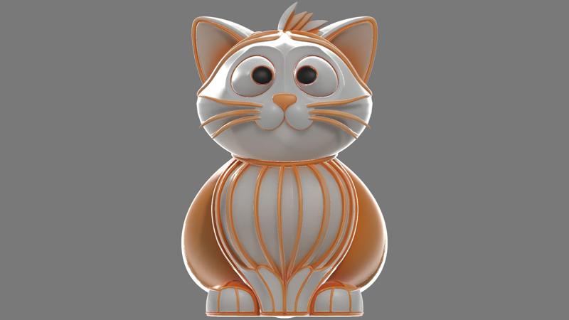 Cute Looking Cat in a Sitting Pose Home Decor 3D Printable Model
