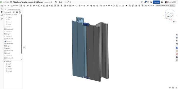 Plinthe angle angle modifiable HT 102 mm
