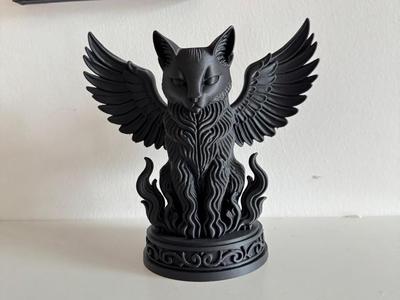Dark Guardian Cat with Wings Dark Fantasy Decor