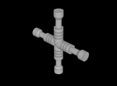Lego Compatible (604553.dat) Minifig Tool 4-Way Lug Wrench   