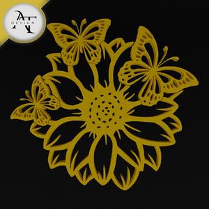 Flower with butterflies - 2D Wall Art Decor