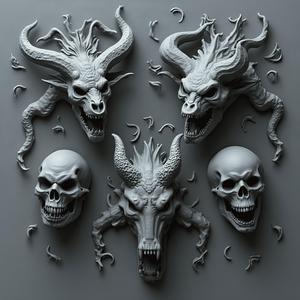 Demonic Dragon Skull Bits Set for Wargaming Miniatures