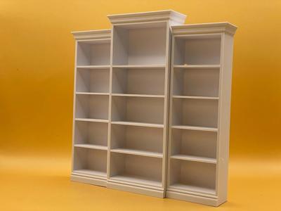 Miniature Dollhouse Library Bookcase 3D STL – 1:12 Scale Tall Cabinet with Shelves for 3D Printing, Digital File, Commercial License