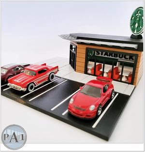 Hot Wheels diorama - Meeting at Starbuck's