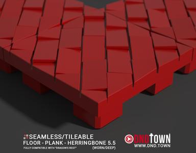 3D Modular Dungeon Tile: Floor - Plank - Herringbone 5.5 (WORN/DEEP) - DnD Town Minis (www.dnd.town)