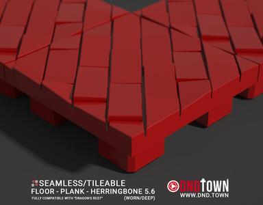 3D Modular Dungeon Tile: Floor - Plank - Herringbone 5.6 (WORN/DEEP) - DnD Town Minis (www.dnd.town)