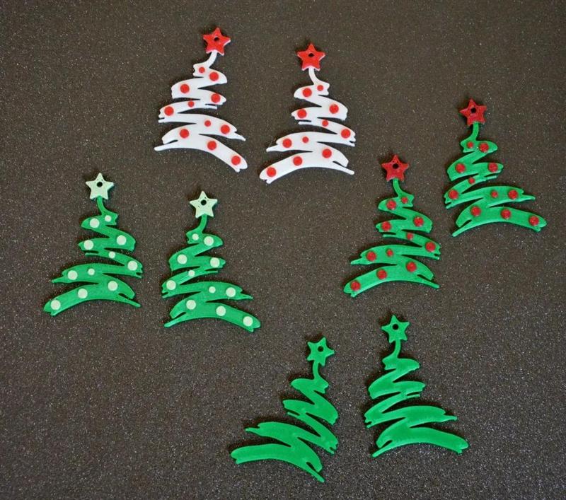 Christmas tree earrings with ornaments   