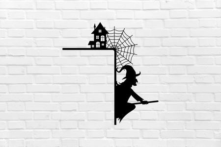 Halloween wall decoration witch manor door