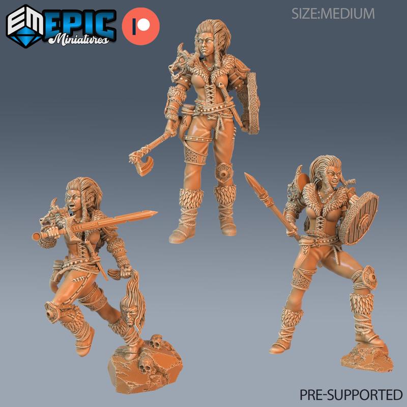 Viking Shieldmaiden Lathgertha Set ‧ DnD Miniature ‧ Tabletop Miniatures ‧ Gaming Monster ‧ 3D Model ‧ RPG ‧ DnDminis ‧ STL FILE