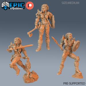 Viking Shieldmaiden Lathgertha Set ‧ DnD Miniature ‧ Tabletop Miniatures ‧ Gaming Monster ‧ 3D Model ‧ RPG ‧ DnDminis ‧ STL FILE