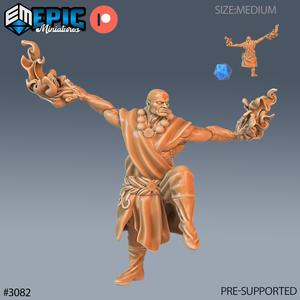 Monk Player Character Magic ‧ DnD Miniature ‧ Tabletop Miniatures ‧ Gaming Monster ‧ 3D Model ‧ RPG ‧ DnDminis ‧ STL FILE
