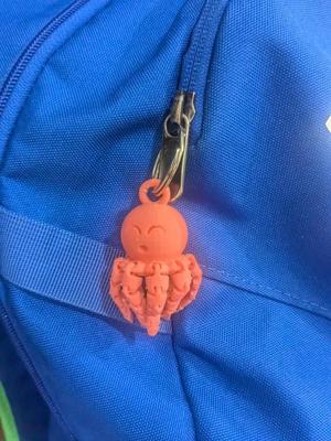 print in place cute baby articulated octopus keychain   