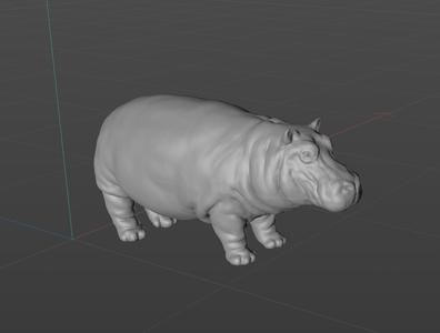 Digital 3D model of a hippopotamus