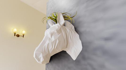 zebra head planter pot flower vase low poly wall mount stl