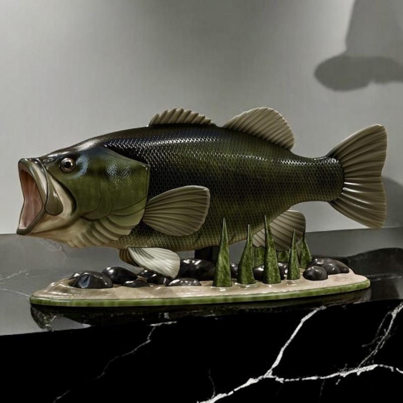 fish Largemouth Bass / Micropterus salmoides natural base detailed texture for 3d printing