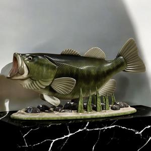 fish Largemouth Bass / Micropterus salmoides in motion natural base detailed texture for 3d printing