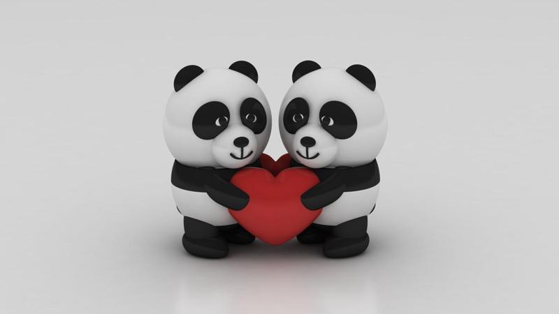 PANDA ANIMAL COUPLE TOY 3D PRINTABLE MODEL