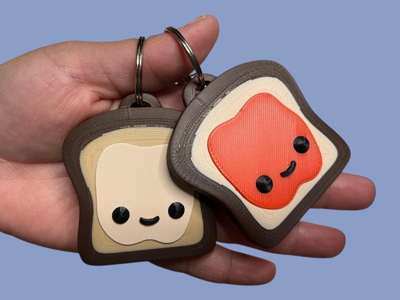 Valentines Day Couples or Best Friends PB & J, peanut butter and jelly, keychain charms