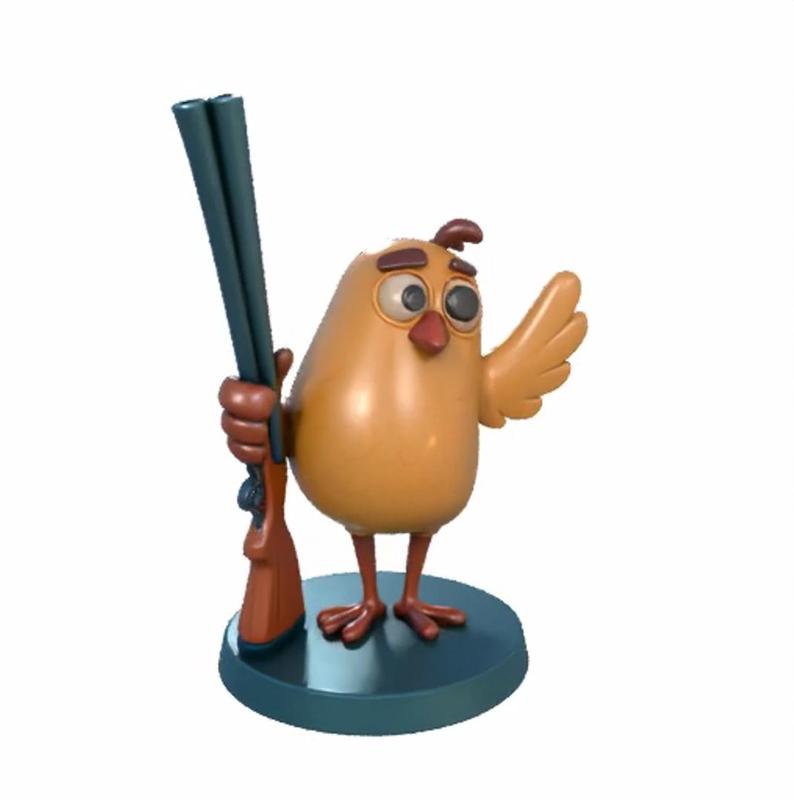 Brave Bird with a Boomstick - Cartoon Chicken Sentinel