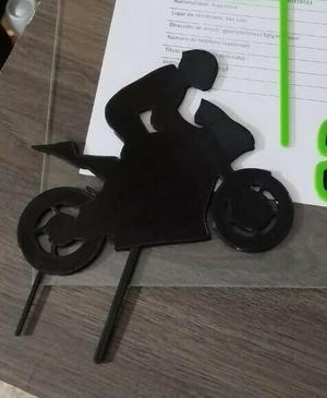 Motorcycle and rider cake topper