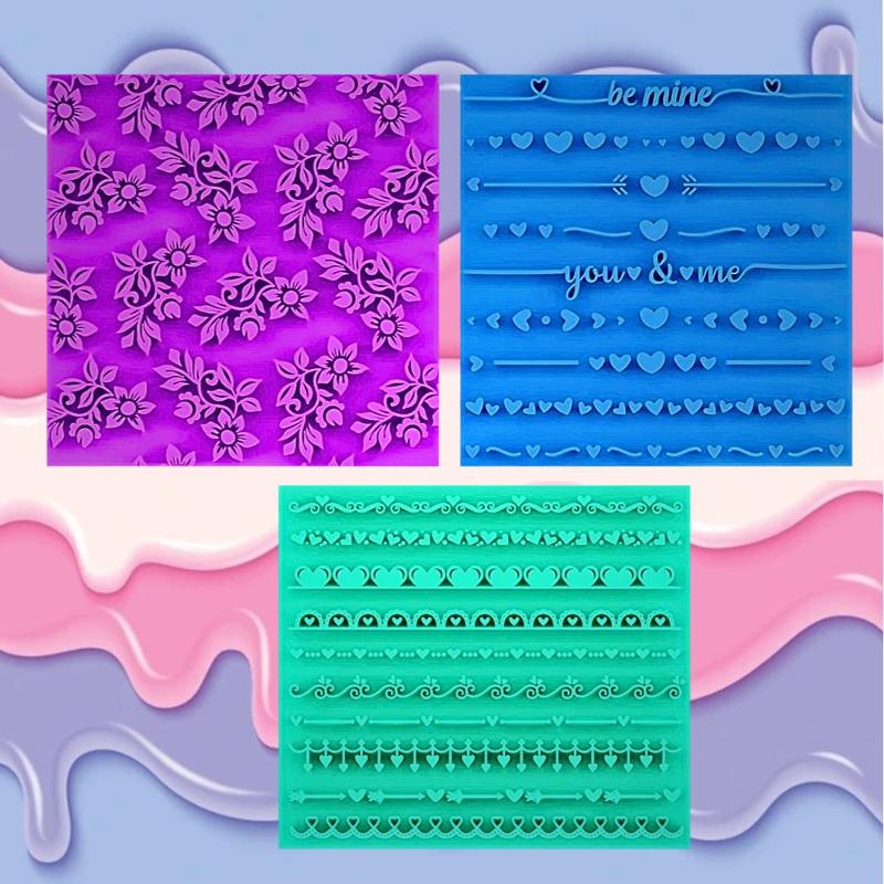 textured love flowers set of 3