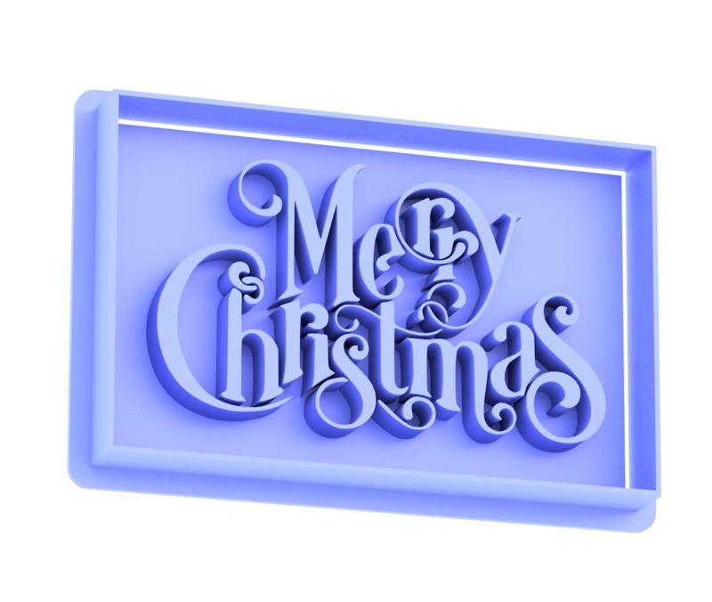 Merry Christmas Rectangle Cookie Cutter and Embosser