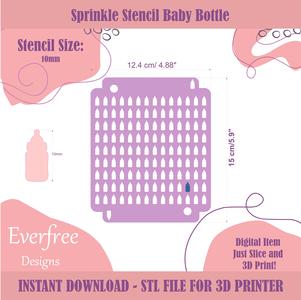 Baby Bottle Shaped Sprinkle Stencil,  baby Shower Sprinkle Stencil for DIY Royal Icing Sprinkles, Digital Download, STL by EverFree Designs