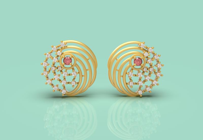 Fancy Gold Top Earring - 0011