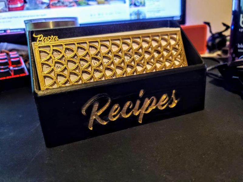 Recipe card box for cooking