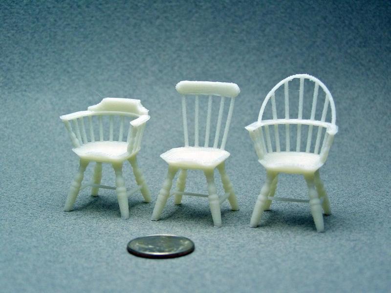 Three 1:24 Windsor Chairs
