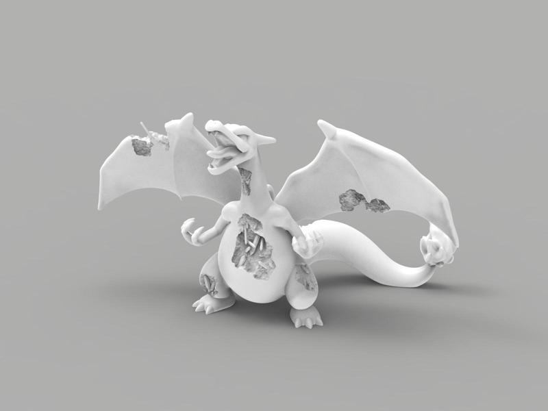 CHARIZARD KEYCHAIN DANIEL ARSHAM STYLE SCULPTURE - WITH CRYSTALS AND MINERALS