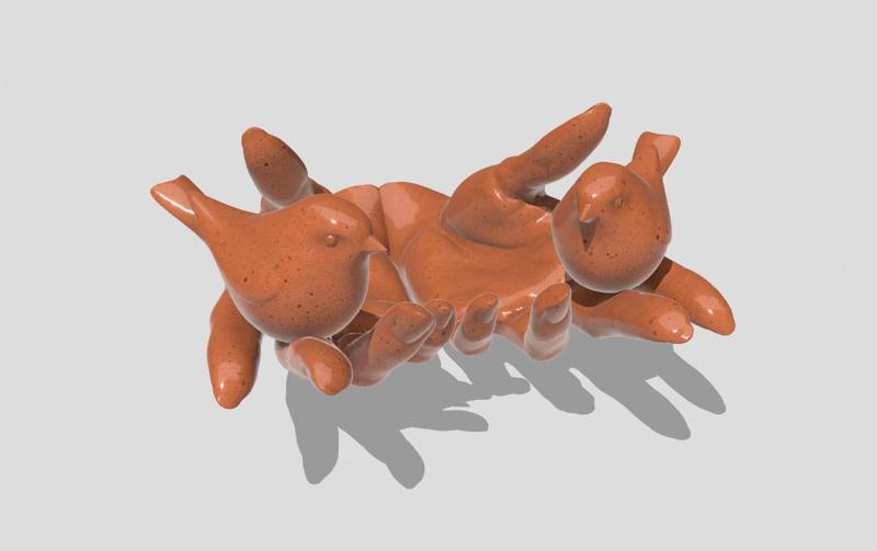 Woman Hands Holding Love Birds, home decor, garden ornament, birdbath, bird feeder