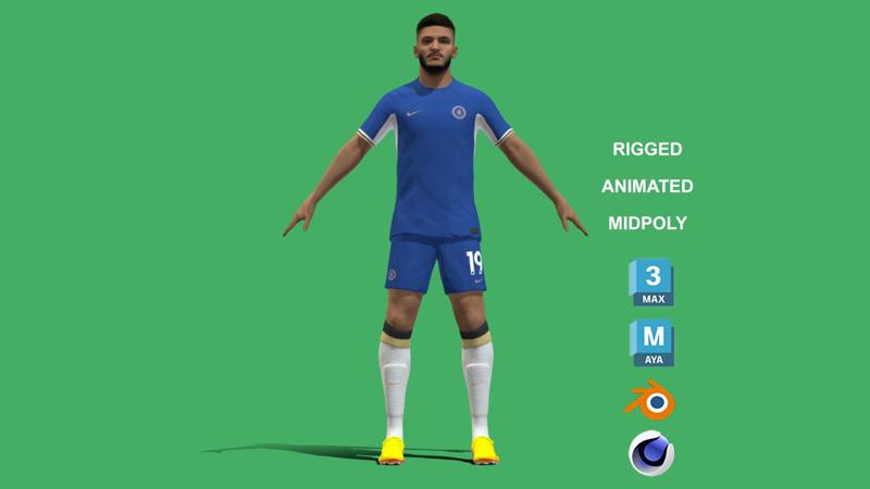 3D Rigged Armando Broja Chelsea 2024