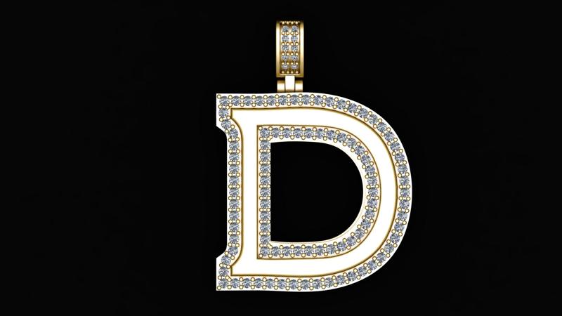 Alphabet D Pendant 3d printable Model