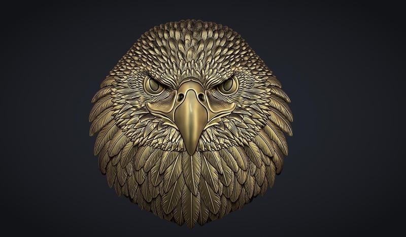 Eagle head bas relief 3D Model
