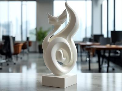 White Whisper – Modern Cat Sculpture
