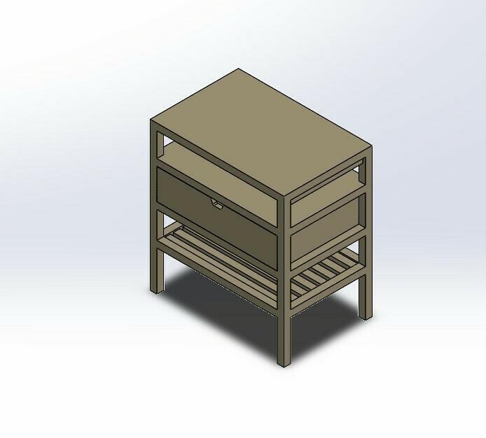 1.6 SCALE IKEA LONG NORDKISA STYLE BEDSIDE TABLE FOR BARBIE DOLL (DOLL HOUSE)