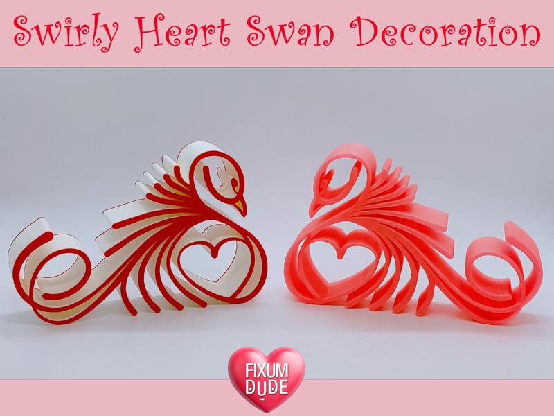 Swirly Heart Swan Decoration