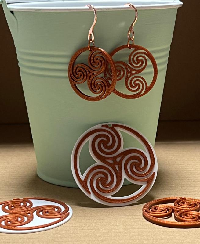 Celtic triskelion earrings and pendants