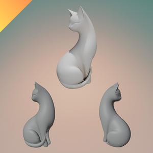 Minimalist Cat Sculpture — Modern Feline Statue for 3D Printing (STL + Textured GLB)