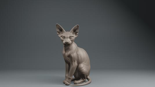 Sphynx Cat STL – Hairless Cat Statue 3D Model for Printing